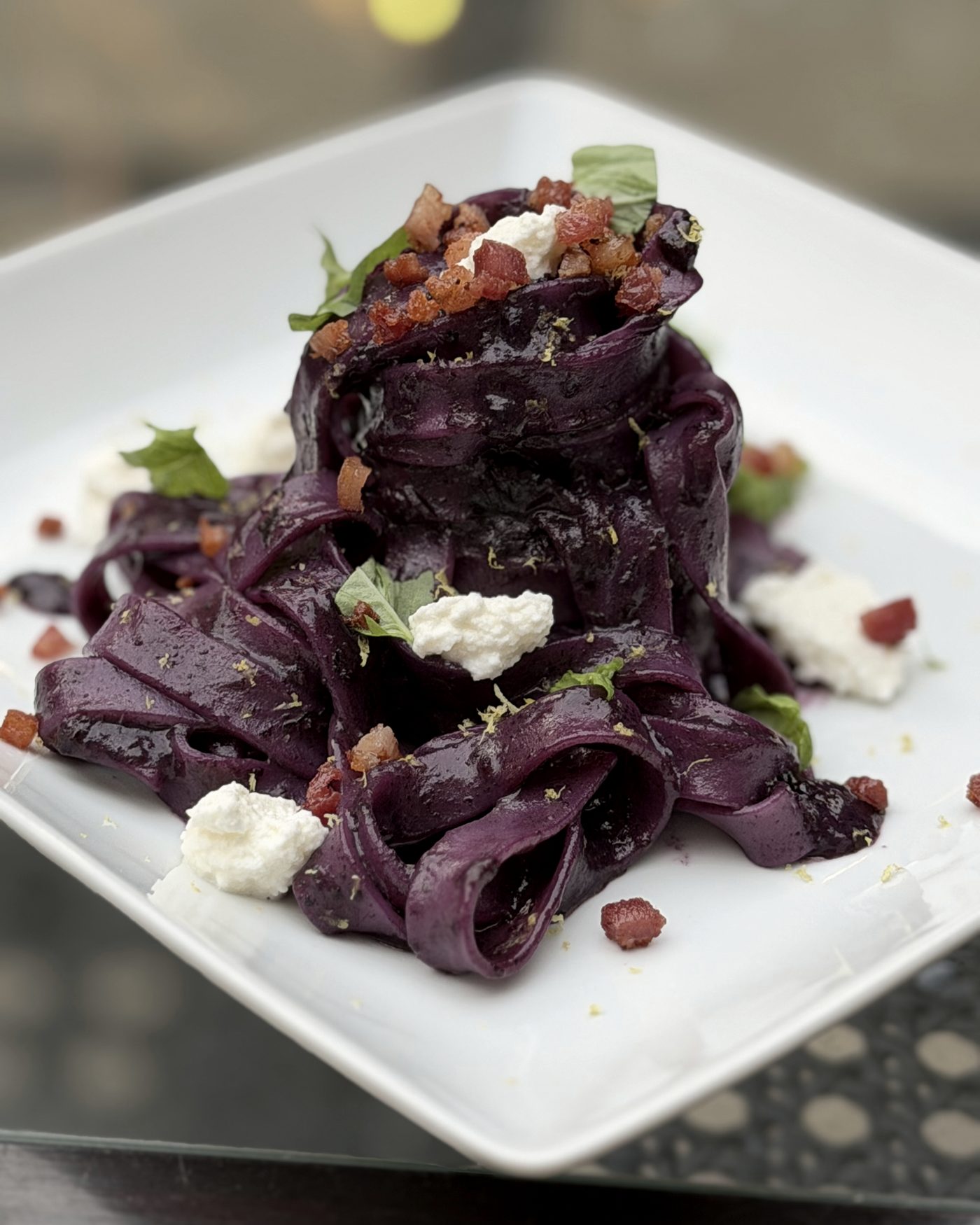 Lavender-hued pasta course from The Lavender Table